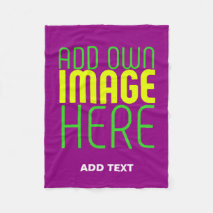 MODERN EDITABLE SIMPLE PURPLE IMAGE TEXT TEMPLATE FLEECE BLANKET