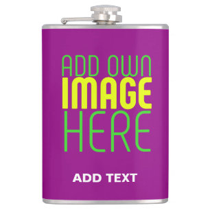 MODERN EDITABLE SIMPLE PURPLE IMAGE TEXT TEMPLATE HIP FLASK