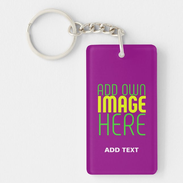 MODERN EDITABLE SIMPLE PURPLE IMAGE TEXT TEMPLATE KEY RING (Front)