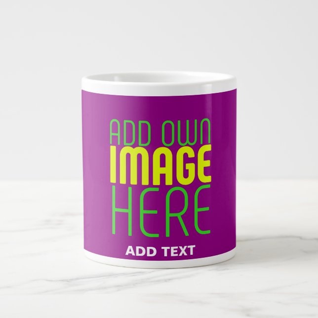 MODERN EDITABLE SIMPLE PURPLE IMAGE TEXT TEMPLATE LARGE COFFEE MUG (Front)