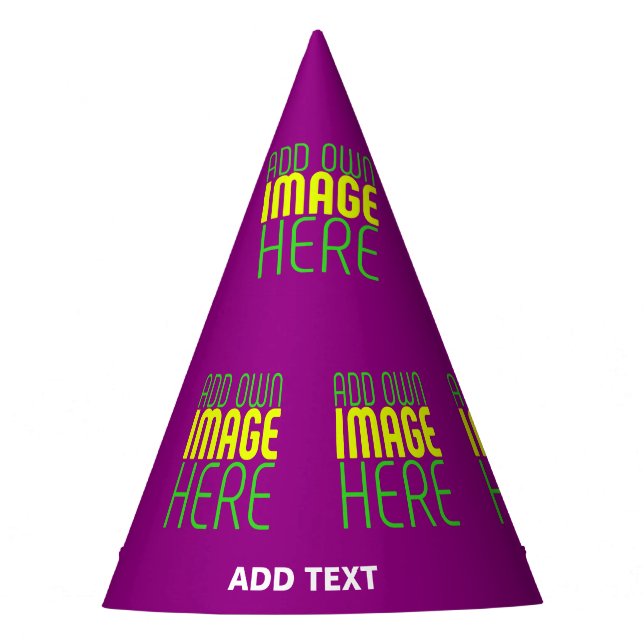 MODERN EDITABLE SIMPLE PURPLE IMAGE TEXT TEMPLATE PARTY HAT (Front)