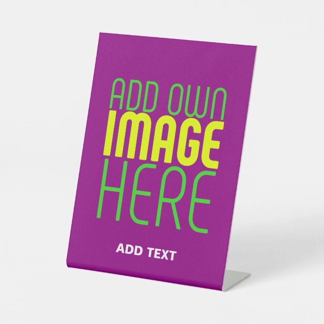 MODERN EDITABLE SIMPLE PURPLE IMAGE TEXT TEMPLATE PEDESTAL SIGN (Front)