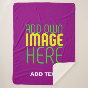 MODERN EDITABLE SIMPLE PURPLE IMAGE TEXT TEMPLATE SHERPA BLANKET