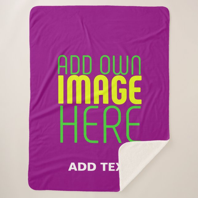 MODERN EDITABLE SIMPLE PURPLE IMAGE TEXT TEMPLATE SHERPA BLANKET (Front)