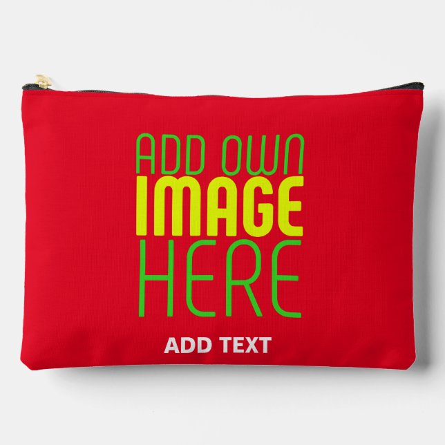 MODERN EDITABLE SIMPLE RED IMAGE TEXT TEMPLATE ACCESSORY POUCH (Front)