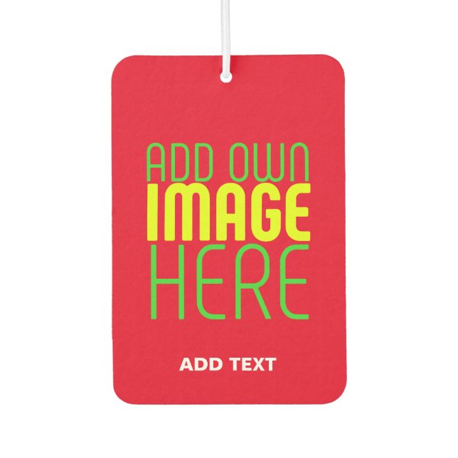 MODERN EDITABLE SIMPLE RED IMAGE TEXT TEMPLATE CAR AIR FRESHENER (Front)