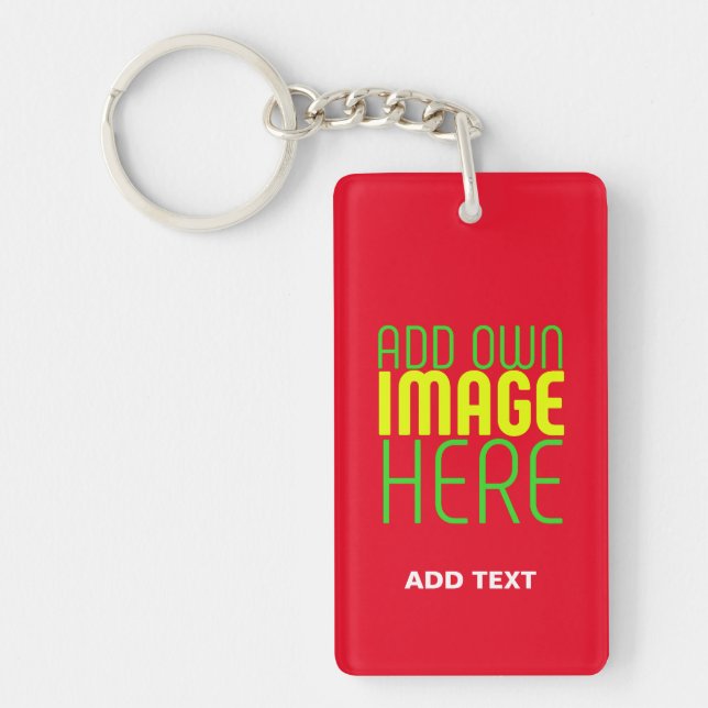 MODERN EDITABLE SIMPLE RED IMAGE TEXT TEMPLATE KEY RING (Front)