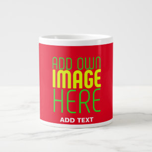MODERN EDITABLE SIMPLE RED IMAGE TEXT TEMPLATE LARGE COFFEE MUG
