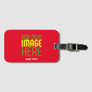 MODERN EDITABLE SIMPLE RED IMAGE TEXT TEMPLATE LUGGAGE TAG