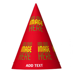 MODERN EDITABLE SIMPLE RED IMAGE TEXT TEMPLATE PARTY HAT