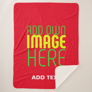MODERN EDITABLE SIMPLE RED IMAGE TEXT TEMPLATE SHERPA BLANKET