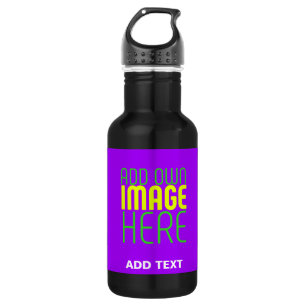 MODERN EDITABLE SIMPLE VIOLET IMAGE TEXT TEMPLATE 532 ML WATER BOTTLE