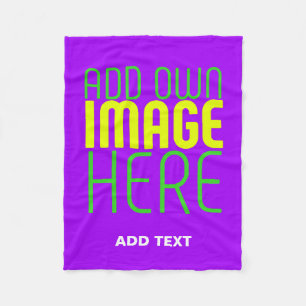 MODERN EDITABLE SIMPLE VIOLET IMAGE TEXT TEMPLATE FLEECE BLANKET