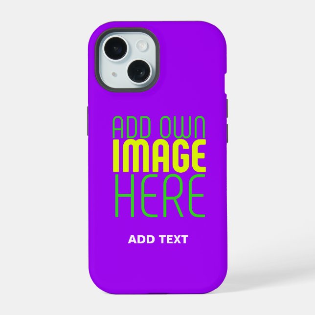 MODERN EDITABLE SIMPLE VIOLET IMAGE TEXT TEMPLATE iPhone 15 CASE (Back)