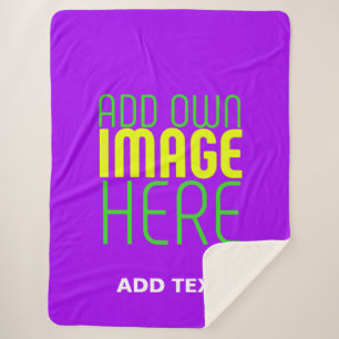 MODERN EDITABLE SIMPLE VIOLET IMAGE TEXT TEMPLATE SHERPA BLANKET