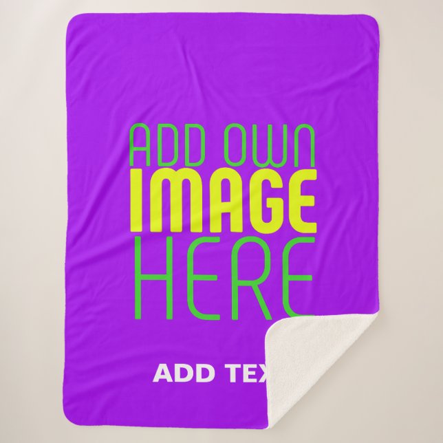 MODERN EDITABLE SIMPLE VIOLET IMAGE TEXT TEMPLATE SHERPA BLANKET (Front)