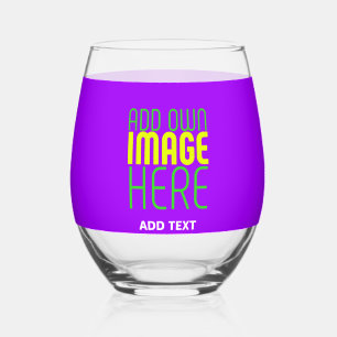 MODERN EDITABLE SIMPLE VIOLET IMAGE TEXT TEMPLATE STEMLESS WINE GLASS