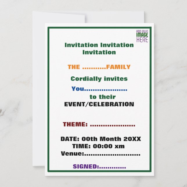MODERN EDITABLE SIMPLE WHITE IMAGE TEXT TEMPLATE (Front)