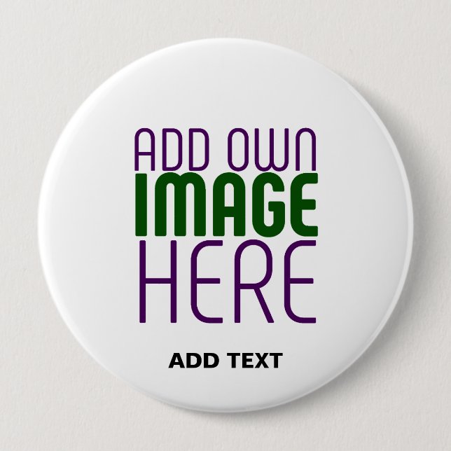 MODERN EDITABLE SIMPLE WHITE IMAGE TEXT TEMPLATE 10 CM ROUND BADGE (Front)