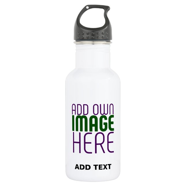 MODERN EDITABLE SIMPLE WHITE IMAGE TEXT TEMPLATE 532 ML WATER BOTTLE (Front)