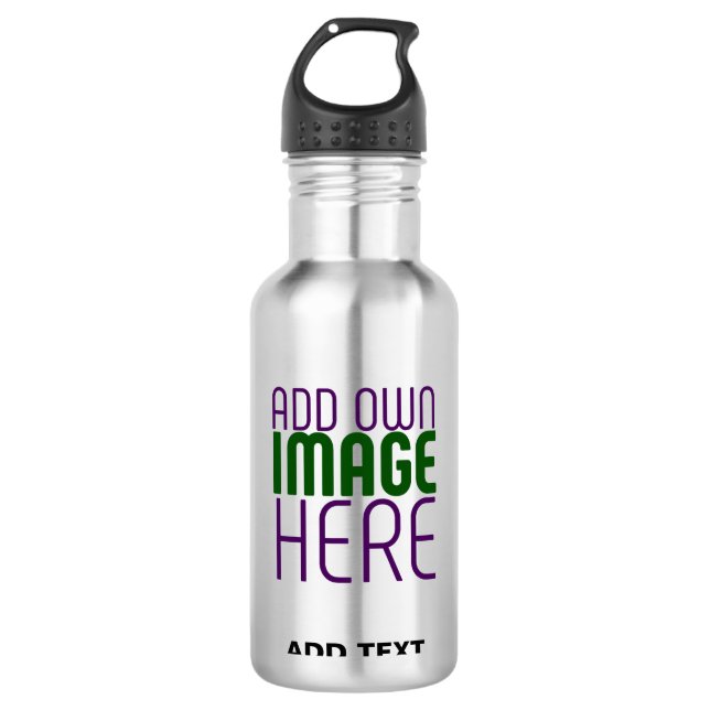 MODERN EDITABLE SIMPLE WHITE IMAGE TEXT TEMPLATE 710 ML WATER BOTTLE (Front)