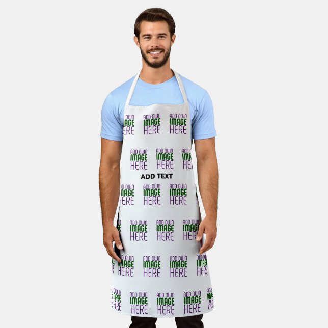 MODERN EDITABLE SIMPLE WHITE IMAGE TEXT TEMPLATE APRON (Worn)