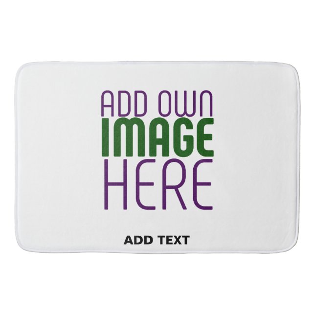 MODERN EDITABLE SIMPLE WHITE IMAGE TEXT TEMPLATE BATH MAT (Front)