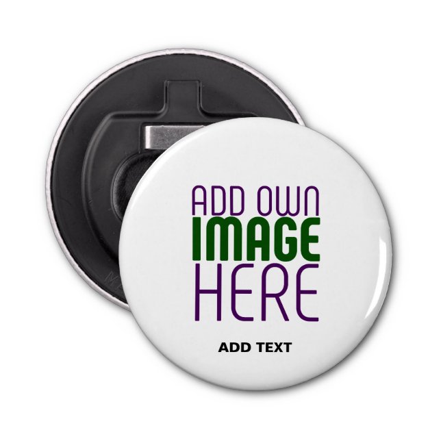 MODERN EDITABLE SIMPLE WHITE IMAGE TEXT TEMPLATE BOTTLE OPENER (Front)