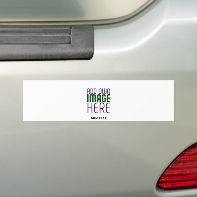 MODERN EDITABLE SIMPLE WHITE IMAGE TEXT TEMPLATE BUMPER STICKER (On Car)