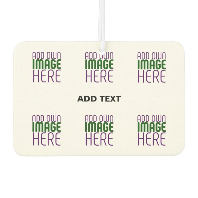 MODERN EDITABLE SIMPLE WHITE IMAGE TEXT TEMPLATE CAR AIR FRESHENER (Front)