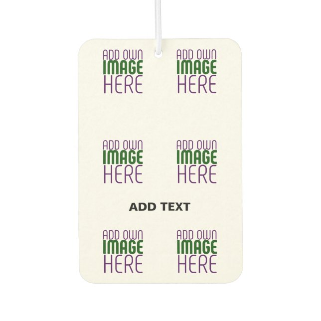 MODERN EDITABLE SIMPLE WHITE IMAGE TEXT TEMPLATE CAR AIR FRESHENER (Front)