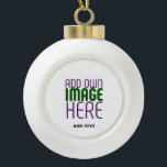 MODERN EDITABLE SIMPLE WHITE IMAGE TEXT TEMPLATE CERAMIC BALL CHRISTMAS ORNAMENT<br><div class="desc">THIS IS A DESIGN FITTING FOR CUSTOMERS.YOU CAN CHANGE, RESIZE OR ADD LOGO, PHOTO, TEXT AND COLOURS THE WAY YOU WANT.THANK YOU.</div>