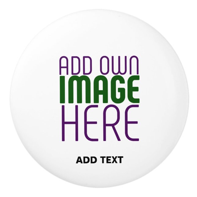  MODERN EDITABLE SIMPLE WHITE IMAGE TEXT TEMPLATE CERAMIC KNOB (Front)