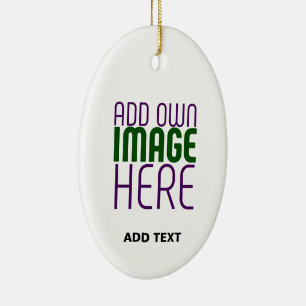 MODERN EDITABLE SIMPLE WHITE IMAGE TEXT TEMPLATE CERAMIC ORNAMENT