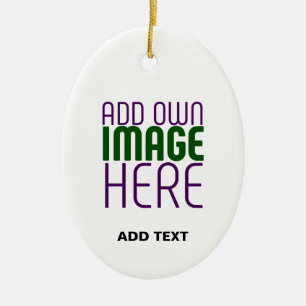 MODERN EDITABLE SIMPLE WHITE IMAGE TEXT TEMPLATE CERAMIC ORNAMENT