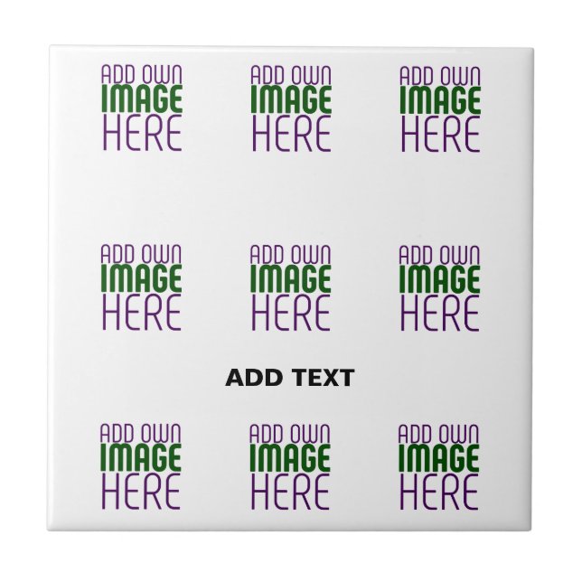 MODERN EDITABLE SIMPLE WHITE IMAGE TEXT TEMPLATE CERAMIC TILE (Front)