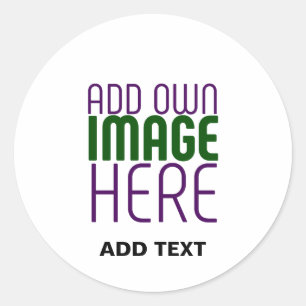 MODERN EDITABLE SIMPLE WHITE IMAGE TEXT TEMPLATE CLASSIC ROUND STICKER