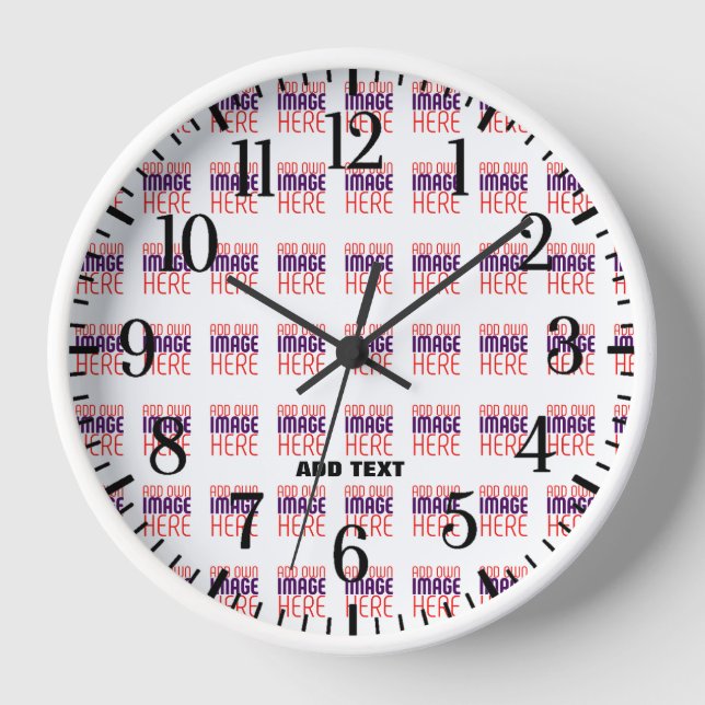 MODERN EDITABLE SIMPLE WHITE IMAGE TEXT TEMPLATE CLOCK (Front)
