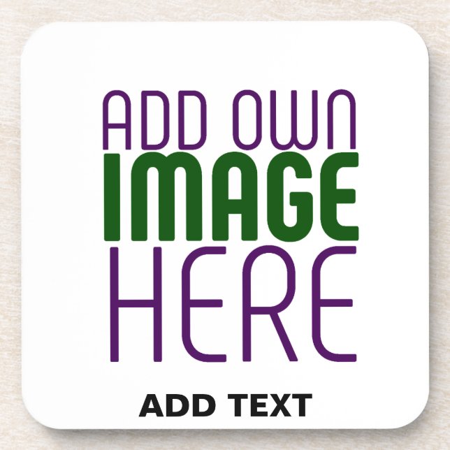 MODERN EDITABLE SIMPLE WHITE IMAGE TEXT TEMPLATE COASTER (Front)