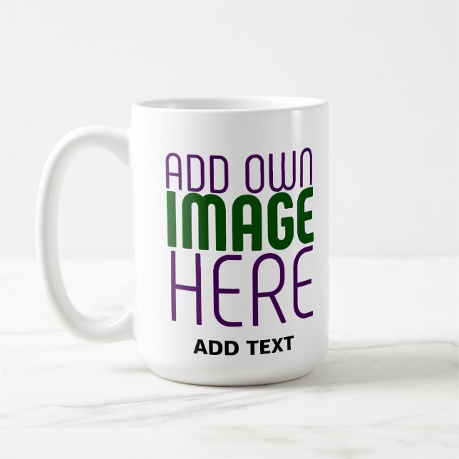 MODERN EDITABLE SIMPLE WHITE IMAGE TEXT TEMPLATE COFFEE MUG (Left)
