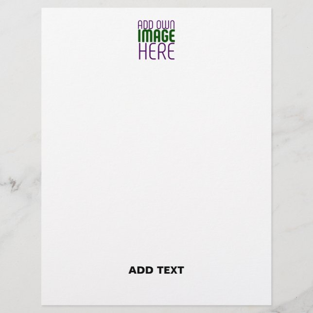 MODERN EDITABLE SIMPLE WHITE IMAGE TEXT TEMPLATE CUSTOM LETTERHEAD (Front)