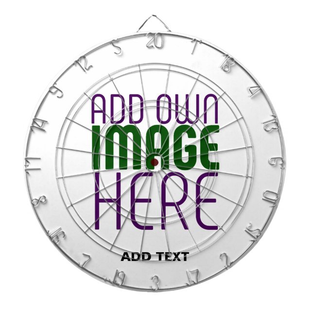 MODERN EDITABLE SIMPLE WHITE IMAGE TEXT TEMPLATE DARTBOARD (Front)