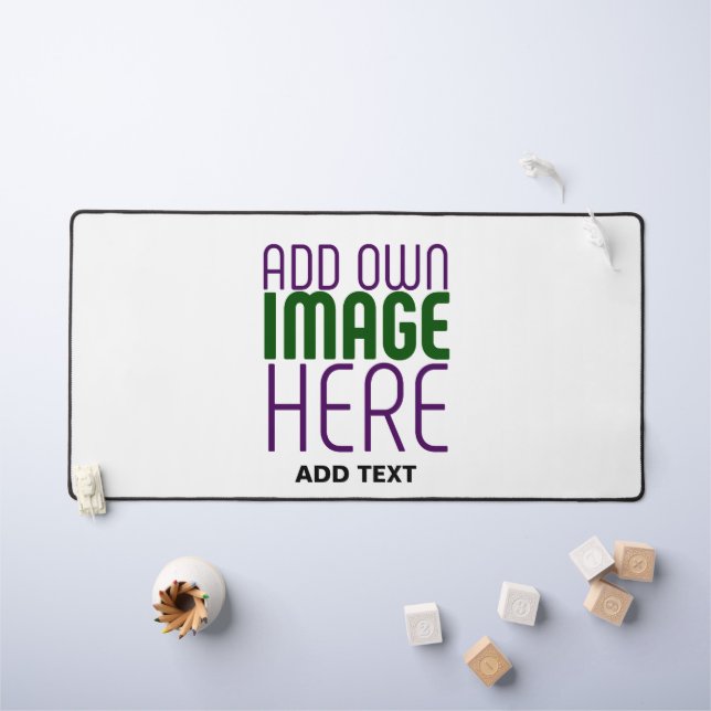MODERN EDITABLE SIMPLE WHITE IMAGE TEXT TEMPLATE DESK MAT (Kids Table)