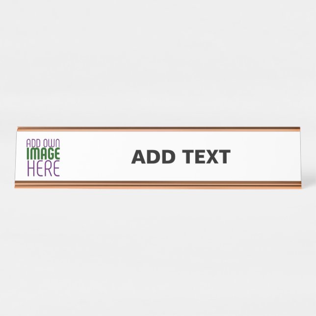 MODERN EDITABLE SIMPLE WHITE IMAGE TEXT TEMPLATE DESK NAME PLATE (Front)