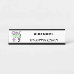 MODERN EDITABLE SIMPLE WHITE IMAGE TEXT TEMPLATE DESK NAME PLATE