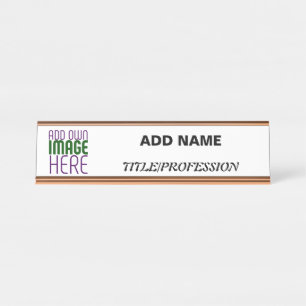 MODERN EDITABLE SIMPLE WHITE IMAGE TEXT TEMPLATE DESK NAME PLATE