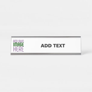 MODERN EDITABLE SIMPLE WHITE IMAGE TEXT TEMPLATE DESK NAME PLATE