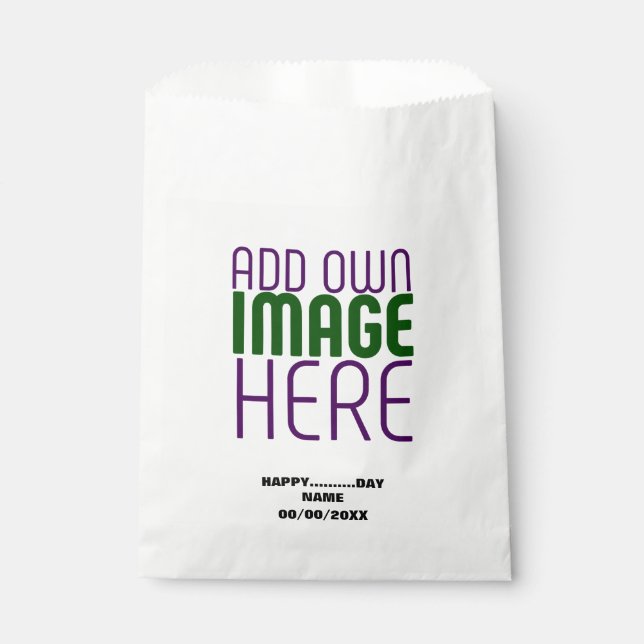MODERN EDITABLE SIMPLE WHITE IMAGE TEXT TEMPLATE FAVOUR BAG (Front)