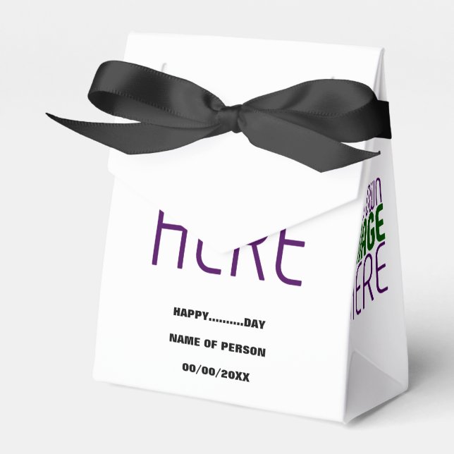 MODERN EDITABLE SIMPLE WHITE IMAGE TEXT TEMPLATE FAVOUR BOX (Front Side)
