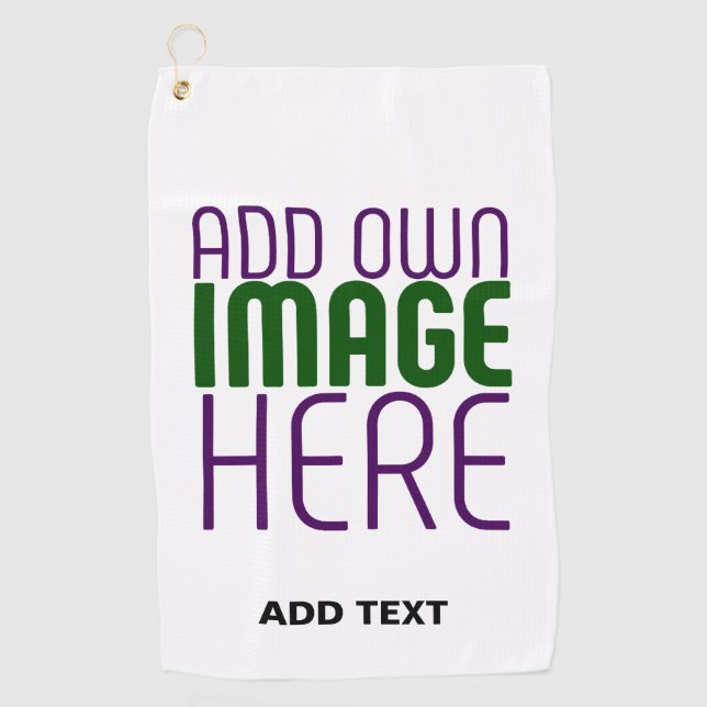 MODERN EDITABLE SIMPLE WHITE IMAGE TEXT TEMPLATE GOLF TOWEL (Front)